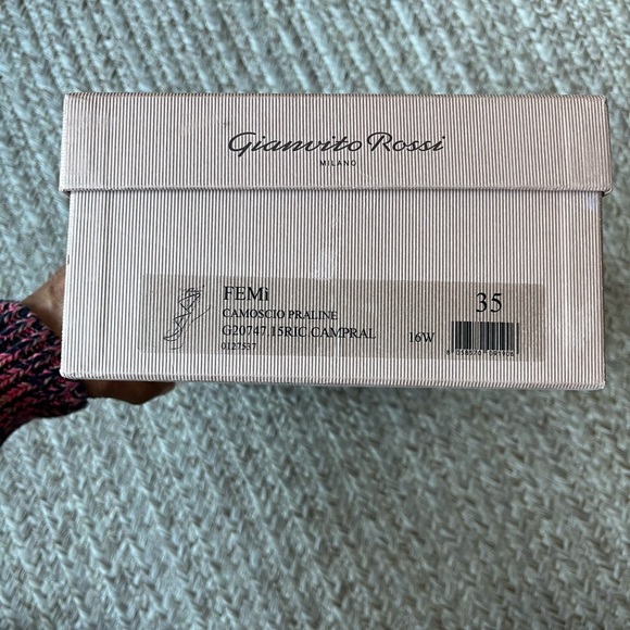 Gianvito Rossi Suede Heels Pointed-Toe Pumps Natural Light Pink Stilettos - Picture 6 of 13